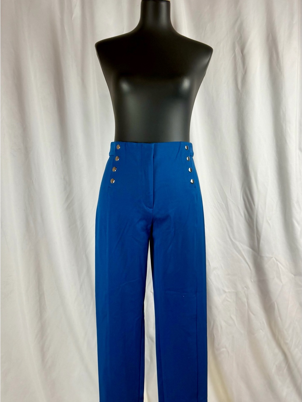 Ann Taylor Cobalt Wide-Leg Pants with Decorative Buttons